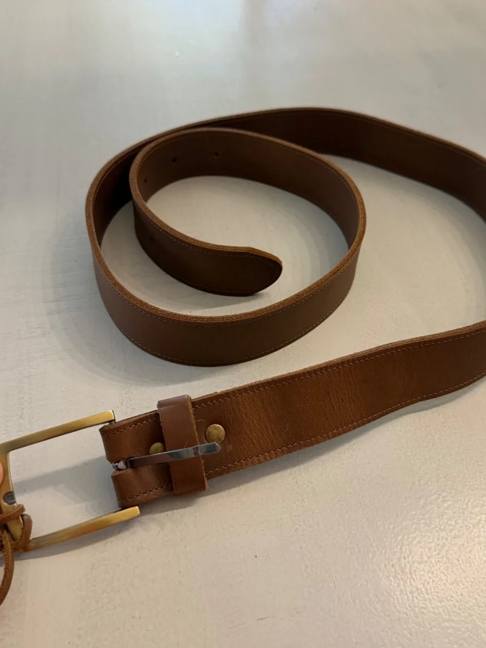 Nisolo Men's Owen Brown Leather Belt with Gold Buckle Sz XL NWT